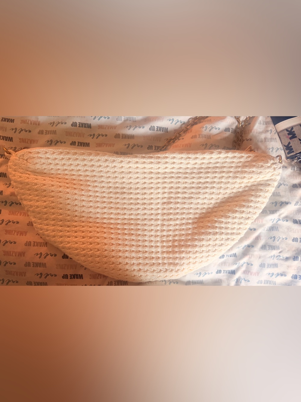 American Eagle Outfitters Cream Zip-Pocket Crochet Crescent Bag